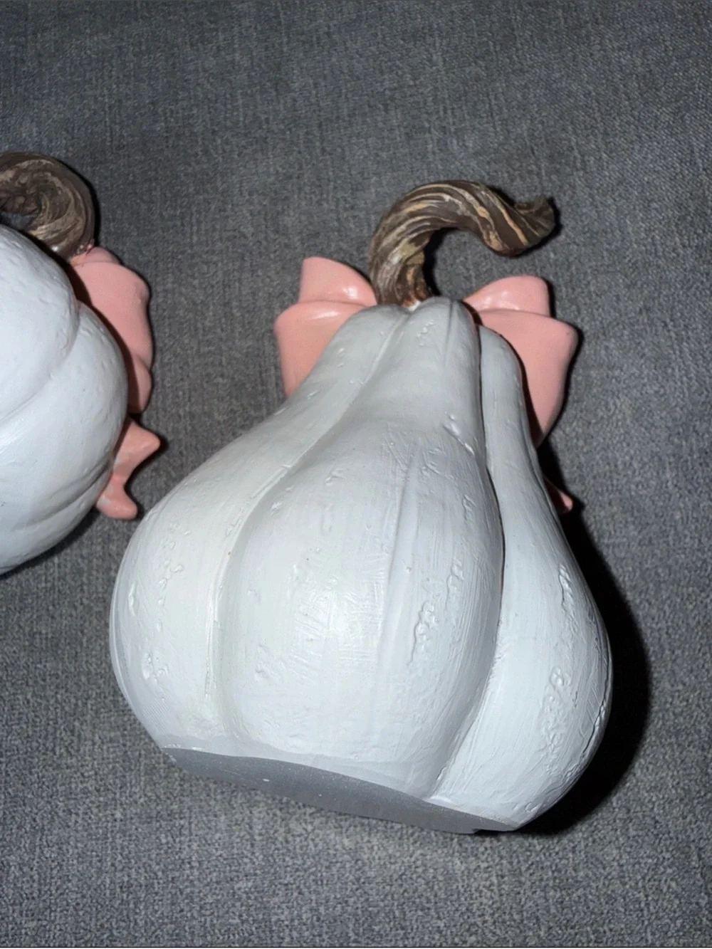 White Decorative Pumpkins with Pink Bows - Thankful & Gather